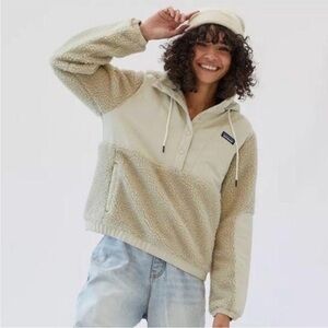 Patagonia Jacket Pullover Womens Large Shelled Retro X Hoodie Natural Sherpa